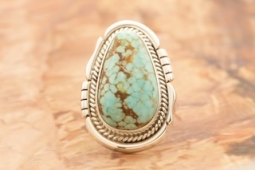Native American Jewelry Genuine Number 8 Mine Turquoise Ring